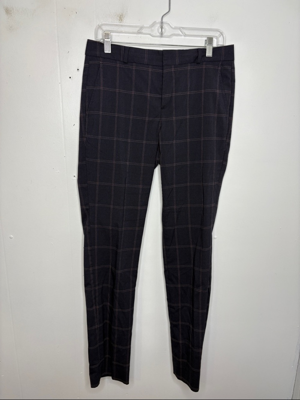 Banana Republic Pants Womens 4 Long Ryan Navy Subtle Plaid Academia Straight Leg